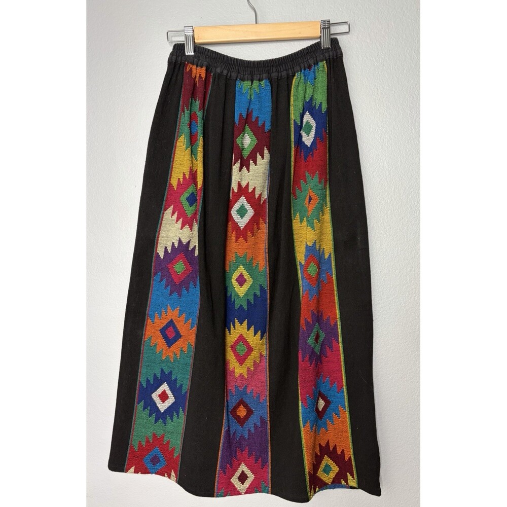 Vtg Handwoven Embroidered Guatemalan Mayan Fiesta Skirt MEDIUM Folk Boho Artisan - Picture 2 of 4